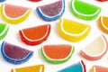 A Variety of Multicolored Candy Fruit Slice on a White Background Royalty Free Stock Photo