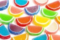 A Variety of Multicolored Candy Fruit Slice on a White Background Royalty Free Stock Photo