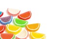 A Variety of Multicolored Candy Fruit Slice on a White Background Royalty Free Stock Photo