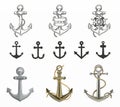 Variety of nautic anchor set