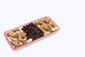 Variety of nuts and raisins, close up Royalty Free Stock Photo