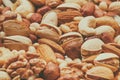 Variety of nuts and seeds closeup with selective focus Royalty Free Stock Photo