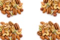 Variety of nuts on white background Royalty Free Stock Photo