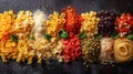 variety of pasta top view