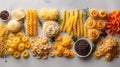 variety of pasta top view