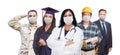 Variety of People In Different Occupations Wearing Medical Face Masks Amidst the Coronavirus Pandemic Royalty Free Stock Photo