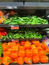 Variety of Peppers in a Produce Department of a Grocery Store