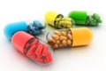 Variety pills. Vitamin capsules. 3d Royalty Free Stock Photo