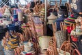 Variety of plaited baskets on a market stand Royalty Free Stock Photo