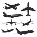 Variety of planes silhouette set