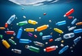 variety of plastic pollution in the ocean Royalty Free Stock Photo