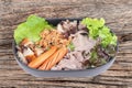 Variety of pork seasoning and serve. Pork in sauce,roast pork wi Royalty Free Stock Photo