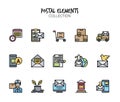 Variety of postal elements icons Royalty Free Stock Photo