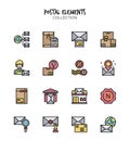 Variety of postal elements icons