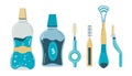 Variety of products for dental and oral hygiene