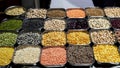 A variety of pulses for sale at the spice market in old delhi Royalty Free Stock Photo