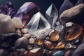 a variety of quartz crystals Royalty Free Stock Photo