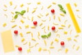 Variety of raw pasta selection Royalty Free Stock Photo