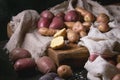 Variety of raw potatoes