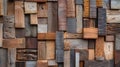 A variety of reclaimed wood pieces come together to form a stunning mosaic wall art piece. The individual pieces each