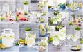 Variety of refreshing citrus lemonade drinks collage