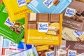 Variety of Ritter Sport chocolate bars.