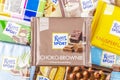 Variety of Ritter Sport chocolate bars. Royalty Free Stock Photo