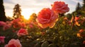 Variety of roses in different colors and stages of bloom Royalty Free Stock Photo