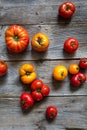 Variety of rustic and beefsteak tomatoes for organic mediterranean vegetables