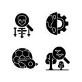 Variety of school subjects black glyph icons set on white space