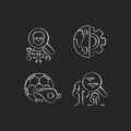 Variety of school subjects chalk white icons set on dark background Royalty Free Stock Photo