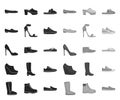 A variety of shoes black.mono icons in set collection for design. Boot, sneakers vector symbol stock web illustration.