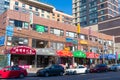 Shops and Restaurants along a Street in Downtown Flushing Queens of New York City