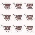 Variety sign cart flat icons set