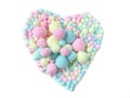 Variety size pom pom, colorful fiber heart, pastel ball Royalty Free Stock Photo