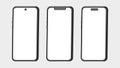 Variety of Smartphone Outlines with Different Notch Designs