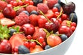 Variety of soft fruits, strawberries, raspberries, cherries, blueberries, currants Royalty Free Stock Photo