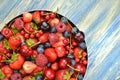 Variety of soft fruits, strawberries, raspberries, cherries, blueberries, currants Royalty Free Stock Photo