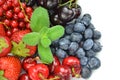 Variety of soft fruits, strawberries, raspberries,