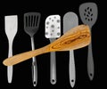 Variety of spatule on a black background