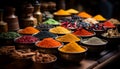 A variety of spices in a bowl, selling freshness generated by AI Royalty Free Stock Photo