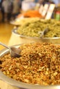 A variety of spices, seasonings, teas