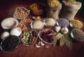 Variety of spices used in curries & other Indian dishes, India Asia Royalty Free Stock Photo