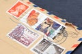 Variety of stamps on envelope Royalty Free Stock Photo