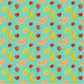 Mixed fruit seamless pattern digital illustration