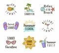 Variety of summer stickers set