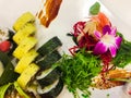 Variety of sushi rolls on a white plate Royalty Free Stock Photo