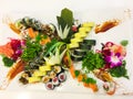 Variety of sushi rolls on a white plate Royalty Free Stock Photo