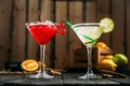 Variety of sweet alcohol coktails in different glasses Royalty Free Stock Photo