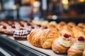 A variety of sweet pastries at the bakery shop